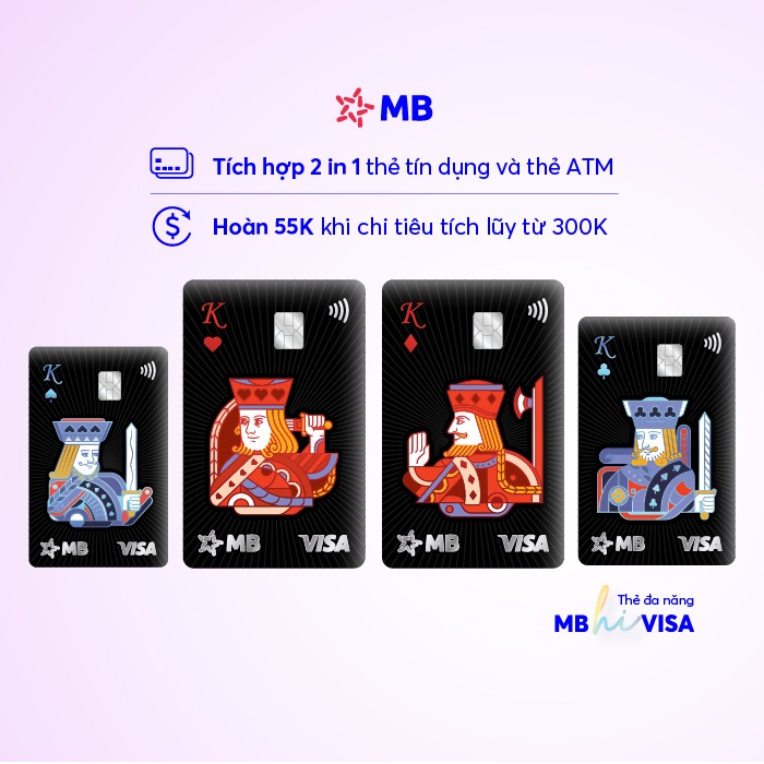 (FREE SHIP)Thẻ đa năng MB Hi Collection - Bộ tứ KING K