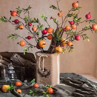 Lựu giả trang trí - Cành quả hồng quả mọng đỏ phú quý may mắn tài lộc chưng tết, decor nhà cửa