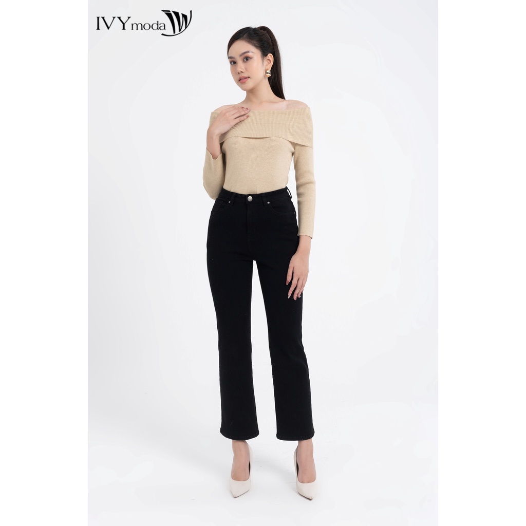 Áo len nữ dáng ôm trễ vai IVY moda MS 58M7804