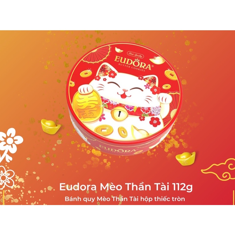 BÁNH QUY BƠ EUDORA MÈO THẦN TÀI HỘP THIẾC 112G