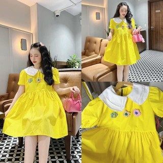 A23 Đầm Babydoll Đính Hoa Nổi Dáng Xoè Siêu Cute Màu Sắc Tươi Tắn, Trẻ Trung
