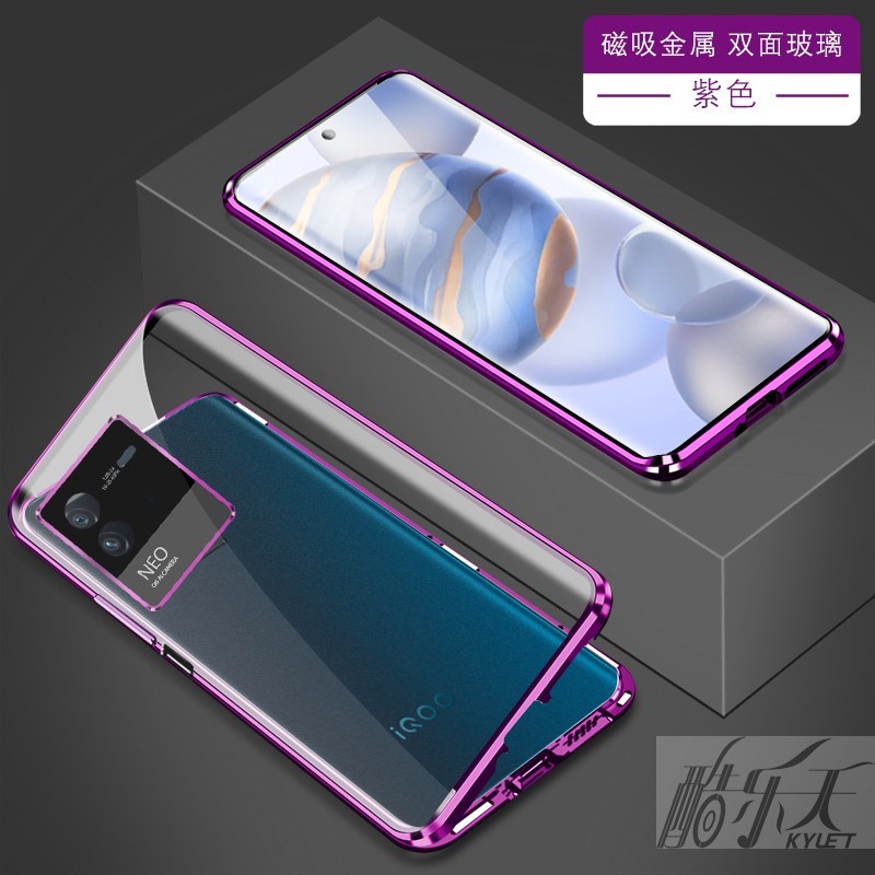 Ốp Điện Thoại Nắp Lật Mặt Kính Cường Lực Viền Kim Loại Nam Châm Chống Sốc Cho IQOO NEO 6 6se 5 5s 3 Z6 Z5 Z3 Z1 Z1x