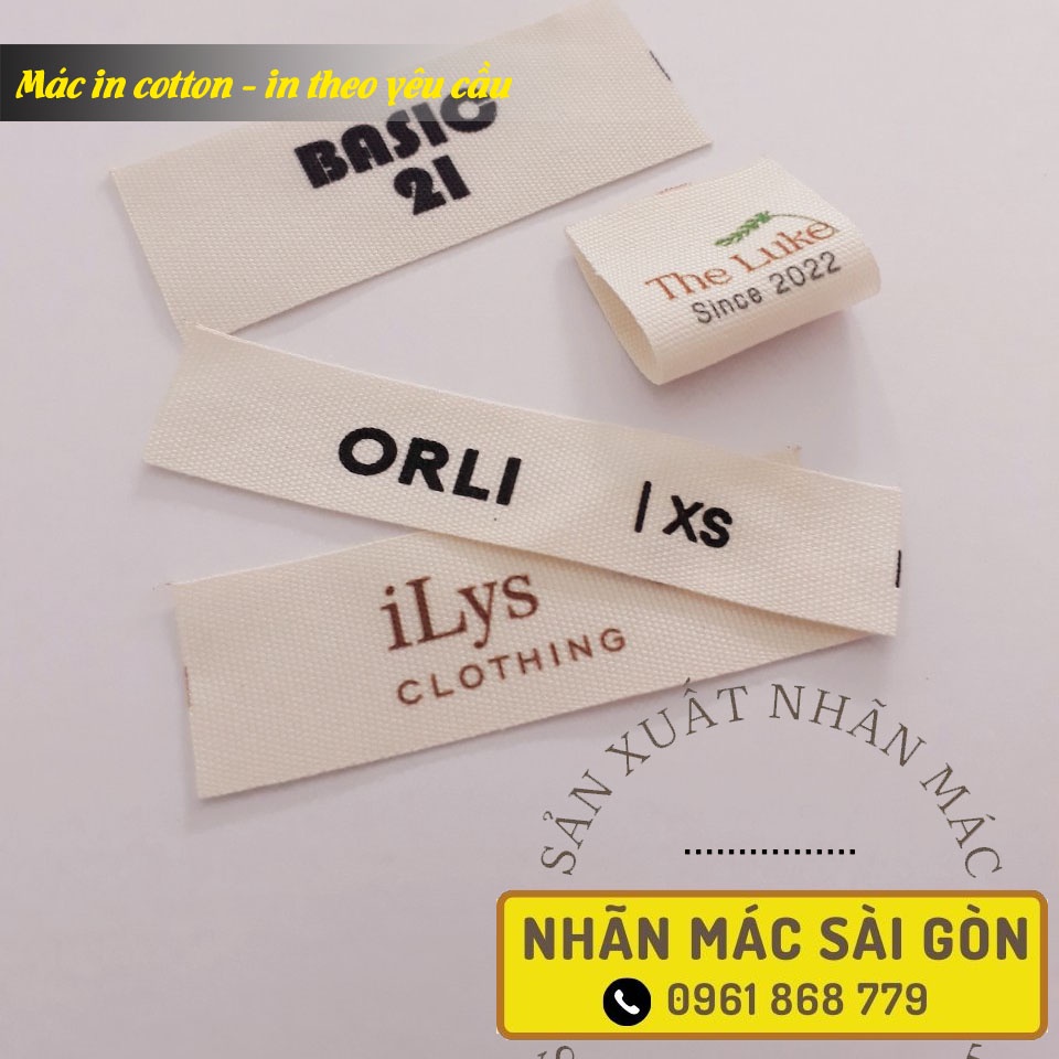 100c Nhãn mác quần áo In theo yêu cầu-mac in cotton