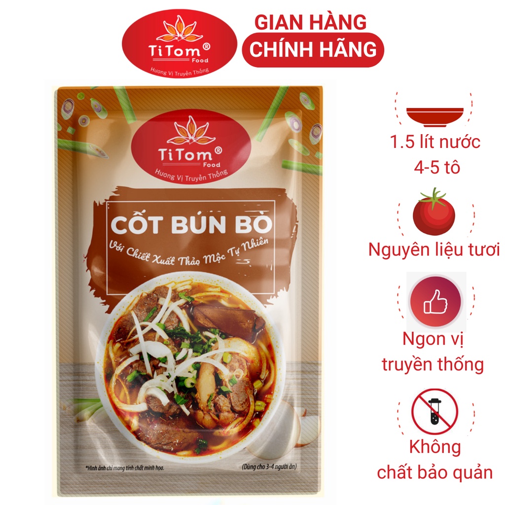 Gia vị nấu bún bò huế nêm sẵn Titom gói 55g dùng nấu nước lèo bún bò