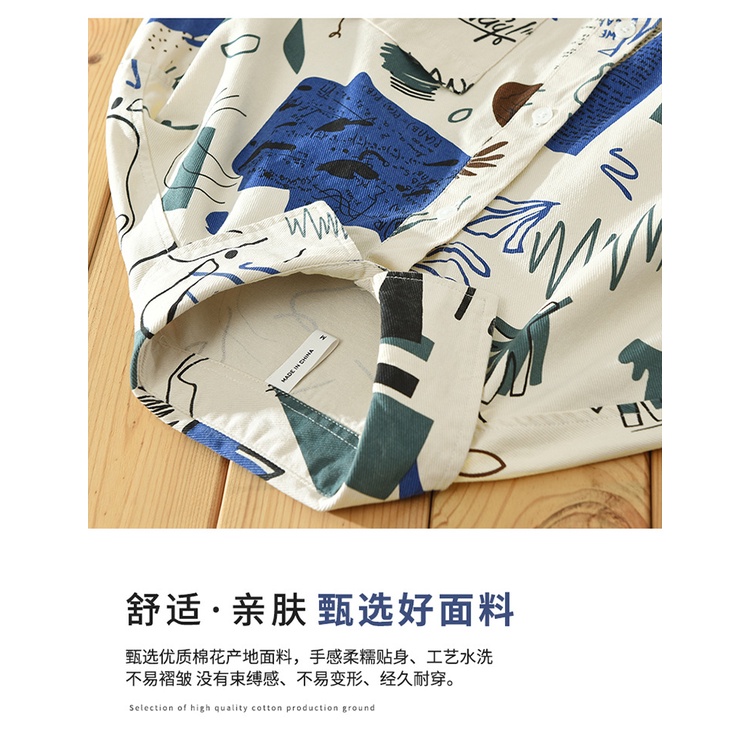 Áo Sơ Mi Cotton Dài Tay In Họa Tiết Thời Trang Cho Nam