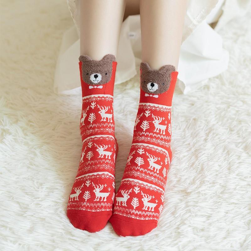 Tất/Vớ Giáng Sinh Cotton Thông Thoáng Họa Tiết Giáng Sinh Tai Thú Dễ Thương Phụ Kiện Thời Trang Xu Hướng