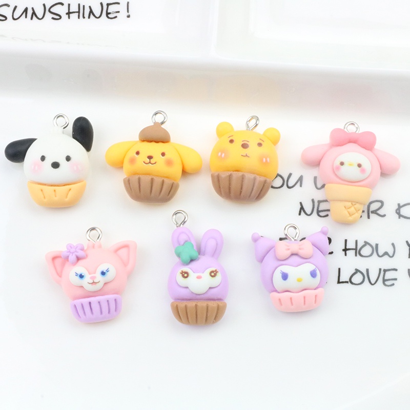 Phụ Kiện Mặt Dây Chuyền / Móc Tai / Dây Chuyền Hình Bánh Cupcake Hoạt Hình Bằng Nhựa resin Thủ Công diy