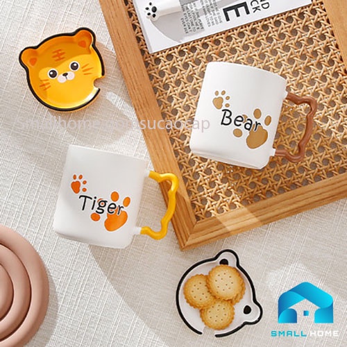 Cốc sứ Mark nắp đậy hình thú đáng yêu, dễ thương