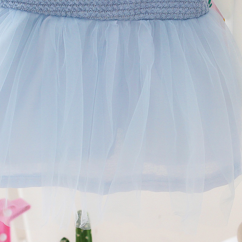 Váy tiểu thư dáng xòe có nơ hoa cài áo dành cho bé gái V11