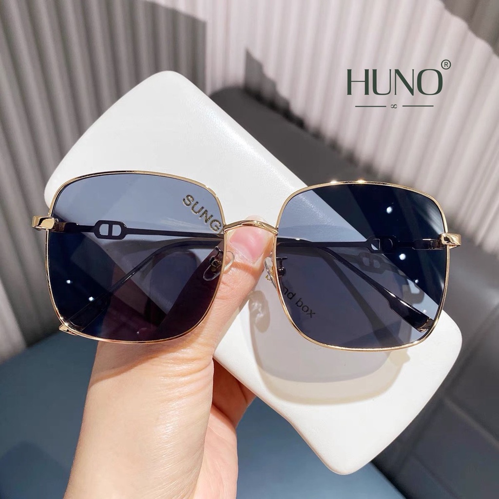 Kính mát nữ cao cấp 2023 gọng kim loại kết hợp với 5 tone màu trẻ trung cá tính HUNO - KR27