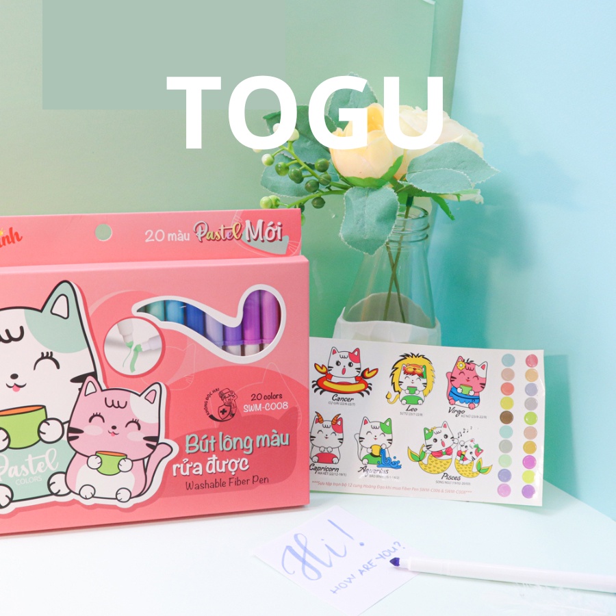 Bộ 20 màu bút Fiber Pen Pastel Thiên Long Colorkit bút trang trí sổ bullet journal viết tiêu đề calligraphy