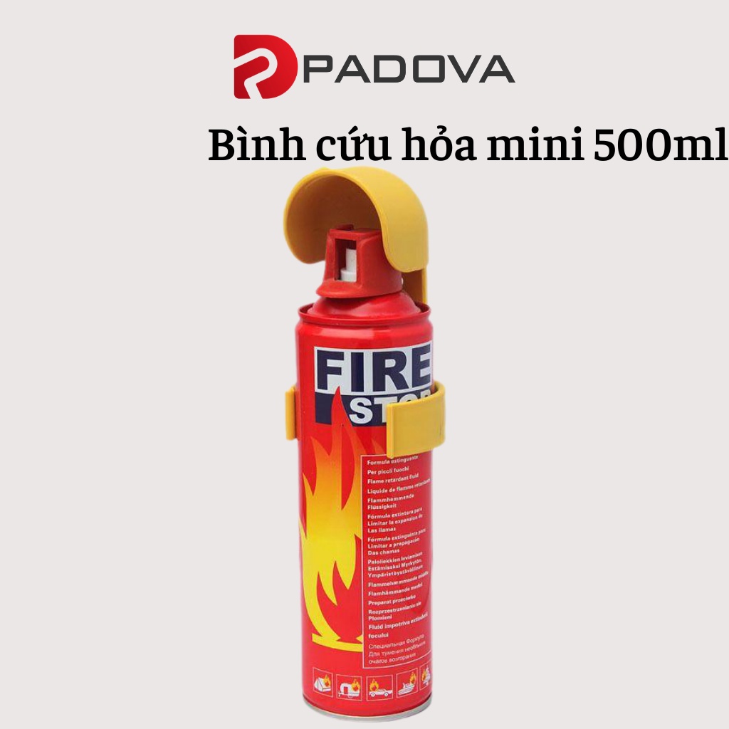 Bình Chữa Cháy, Cứu Hỏa Cầm Tay Mini Dạng Xịt Dập Lửa Khẩn Cấp 500ml PADOVA 5404