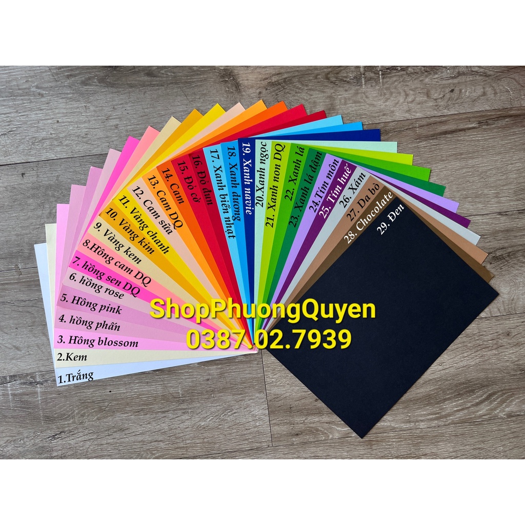 Giấy màu A4(120-160gsm)- 1 xấp 100 tờ làm hoa, thiệp, trang trí
