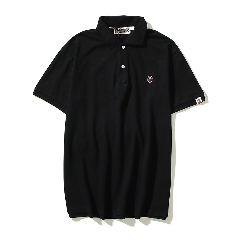 Bape Áo Thun polo Ngắn Tay Thêu Chữ Thời Trang Nam Nữ