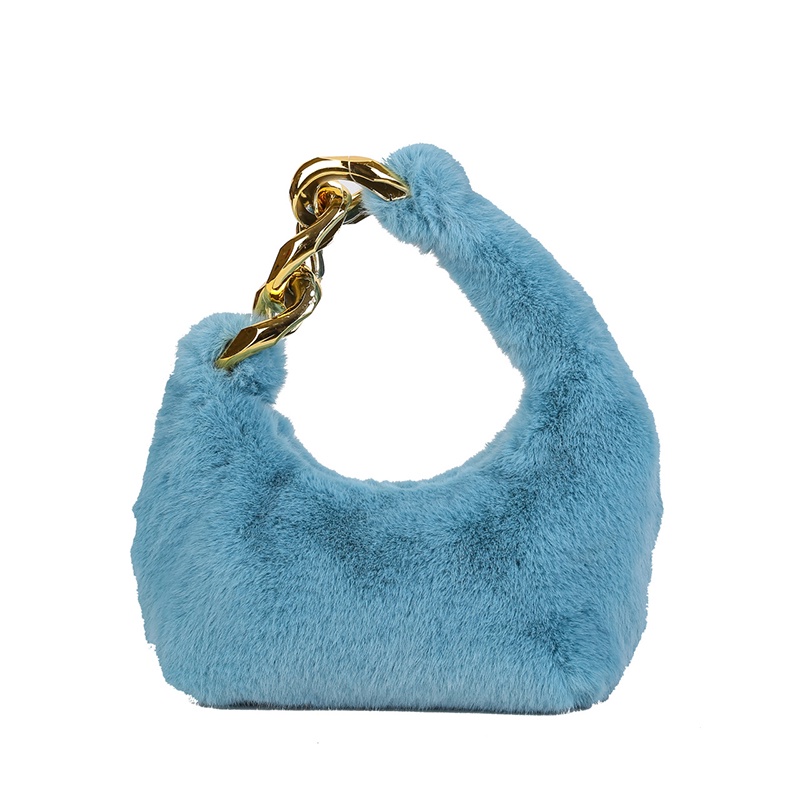 Túi xách lông nhung IELGY màu trơn dây xích thời trang cho nữ