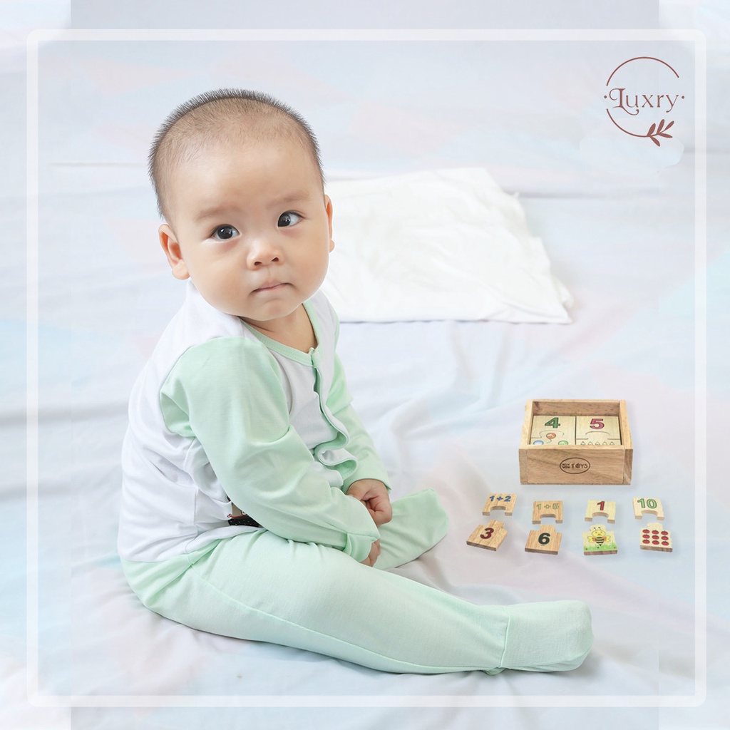 Body liền thân chất liệu vải sợi tre nhà Luxry cho bé từ sơ sinh đến 12 tháng