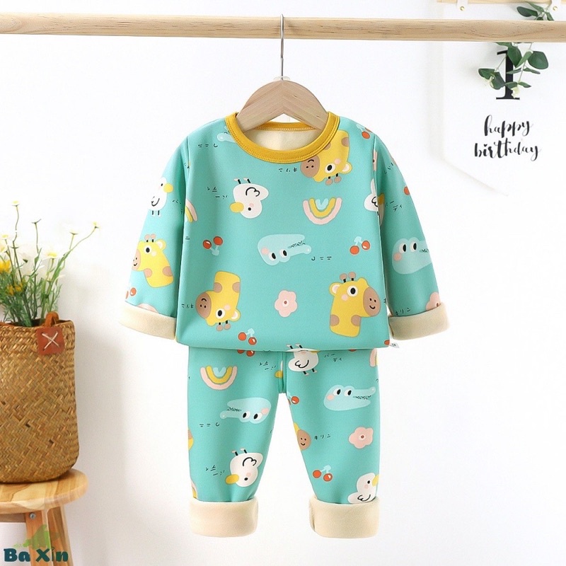Bộ Nỉ Lót Lông Vàng QC Mềm Mịn Cho Bé 8-18kg