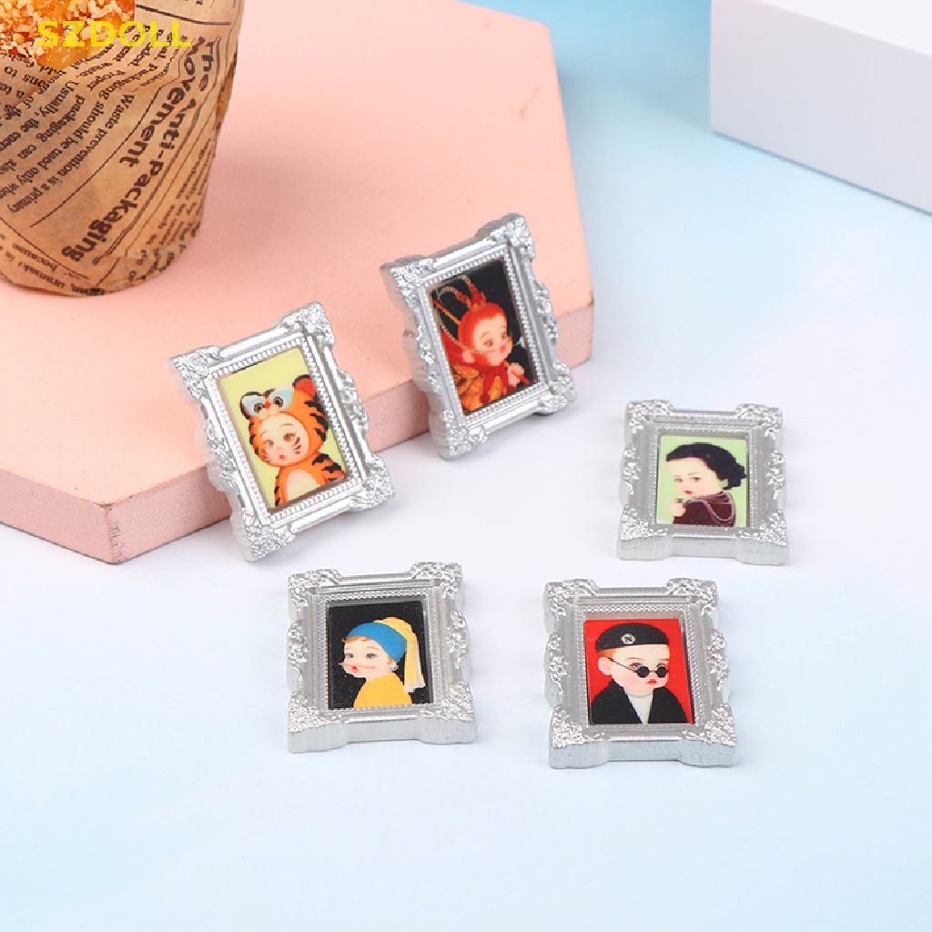 Khung Ảnh Nhựa Resin Mini Retro Thu Nhỏ 1 / 12 Trang Trí Nhà Búp Bê