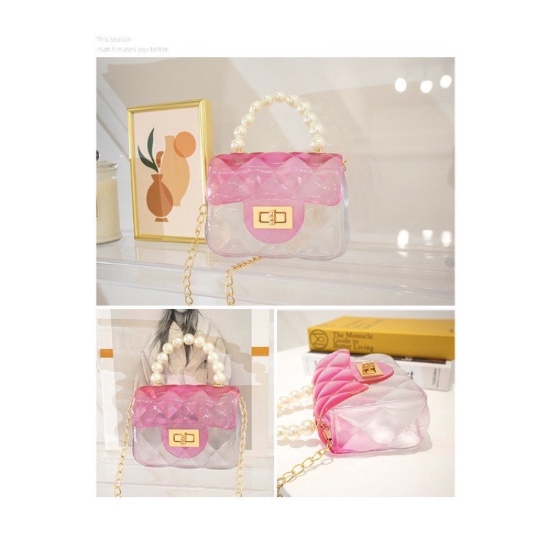 Túi Đeo Chéo Quai Giả Ngọc Mẫu Mới Pha màu