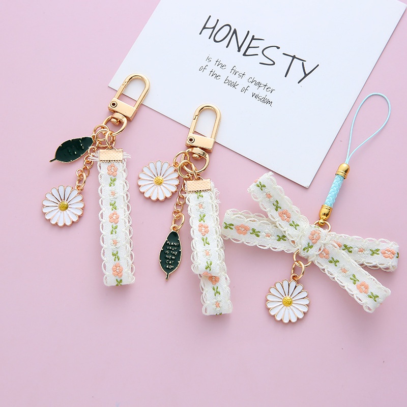 Móc Điện Thoại / Chìa Khóa Hình Hoa Cúc Nhỏ Xinh Kèm Chuông DIY