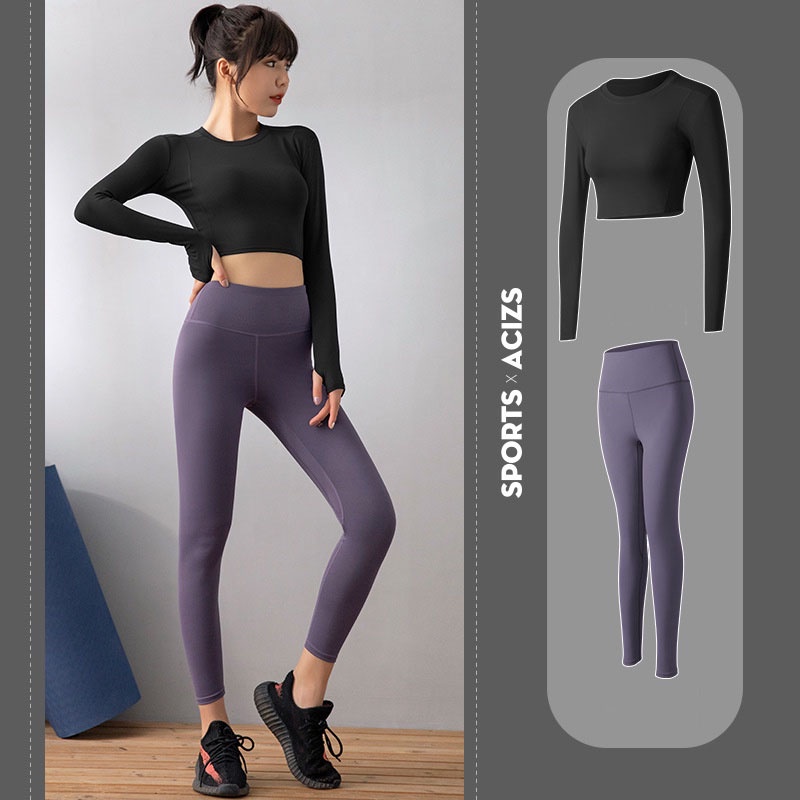 Flyblue Bộ Đồ Thể Thao Tay Dài Dáng Ôm Thời Trang Cao Cấp Quyến Rũ Cho Nữ