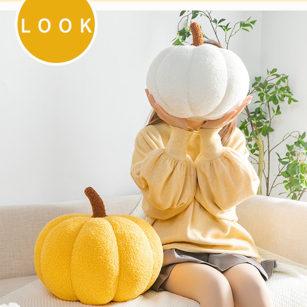 Gối Bông Bằng Cotton Lông Cừu PP Hình Quả Bí Ngô Trang Trí Halloween