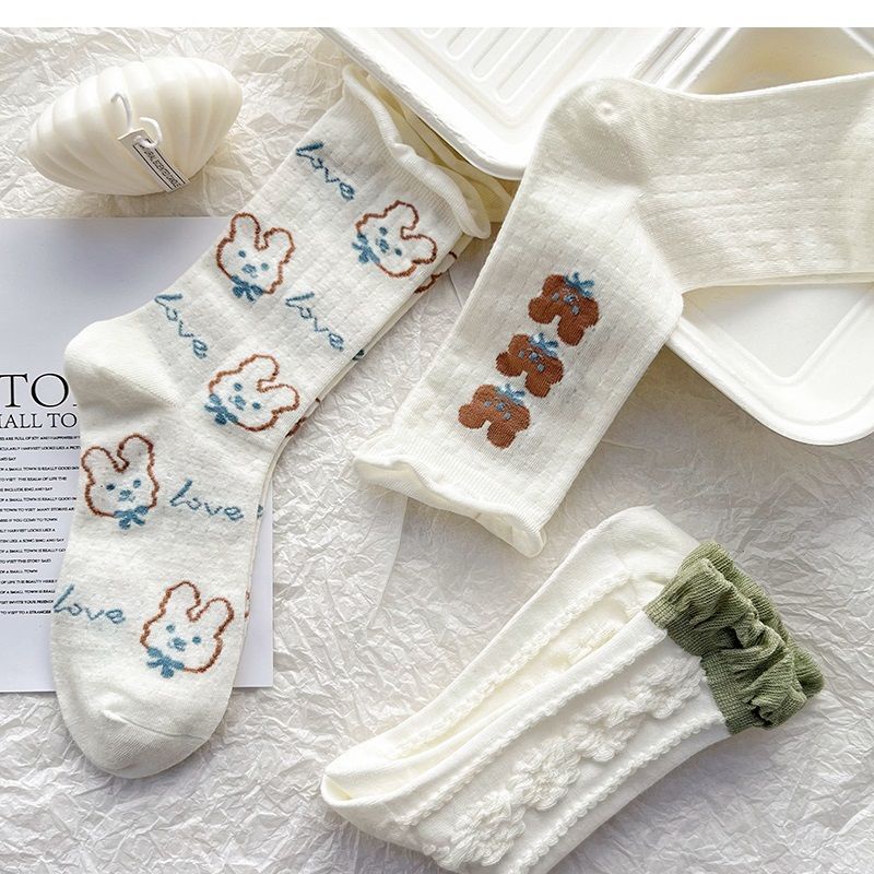 Vớ Cổ Trung Trung Bình In Họa Tiết Dễ Thương Thời Trang Xuân Hè Cho Học Sinh