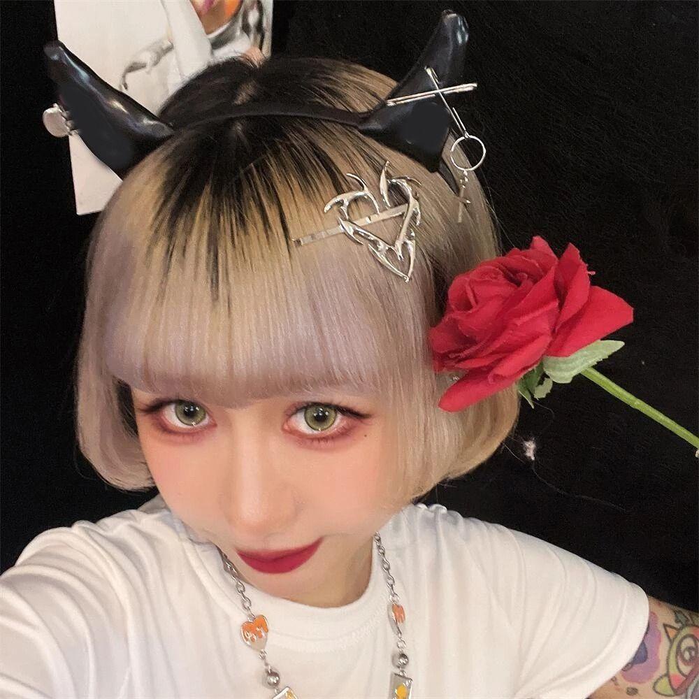 Kẹp Tóc Hình Trái Tim Phong Cách Punk Thời Trang Cho Nam Và Nữ