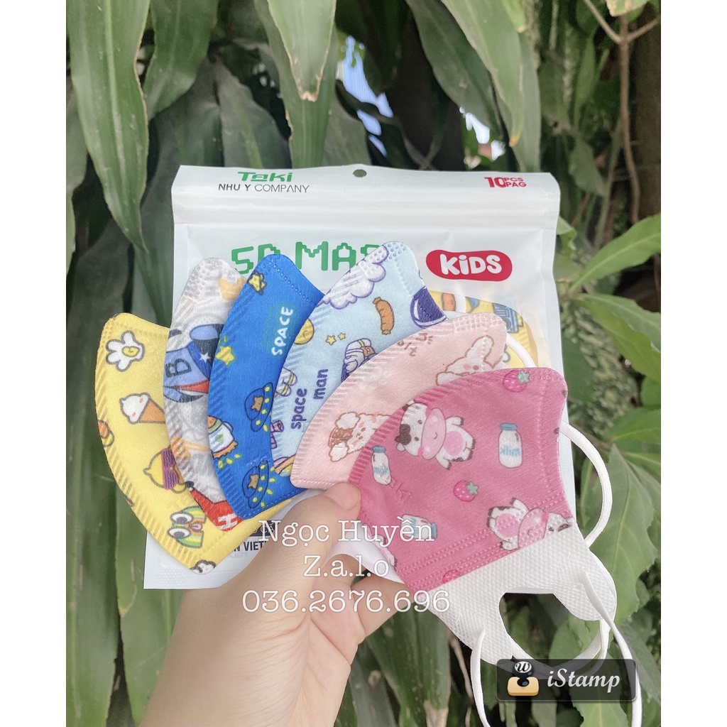 Combo 10- 50 Chiếc Khẩu Trang Y Tế Trẻ Em 5D Taki In Hình Hoạ Tiết Cho Bé Từ 1 Đến 8 Tuổi