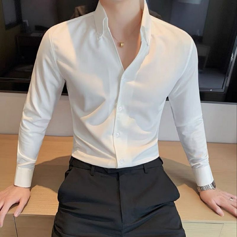 Áo sơ mi trắng chất trơn mịn - Hàng Việt Nam