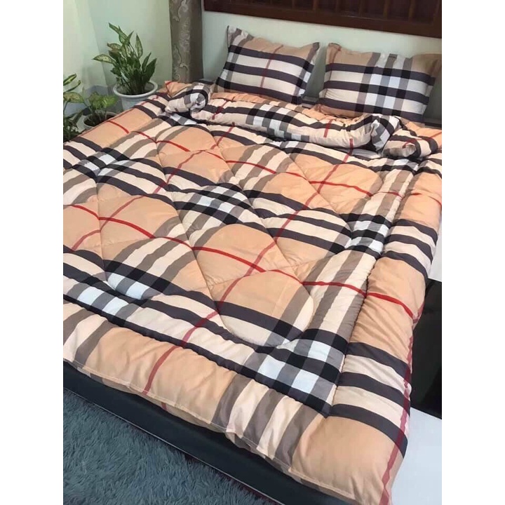 (Giá rẻ) Chăn phao Gấu kẻ vuông trần bông dày loại 1 bông hơi siêu nhẹ m8-2m cao cấp giữ nhiệt tốt may liền vỏ kèm ruột