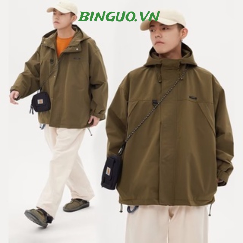 【M-3XL】Áo khoác dáng rộng có nón thời trang retro nhật bản mới cho nam áo khoác có mũ trùm đầu dây rút phong cách hàn quốc đẹp trai màu rắn áo khoác chất lượng cao