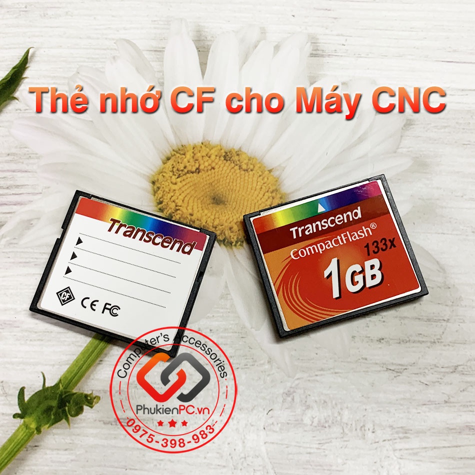 Thẻ nhớ CF 1GB Transcend cho máy CNC, PLC, máy ảnh, CompactFlash Card dùng trong công nghiệp
