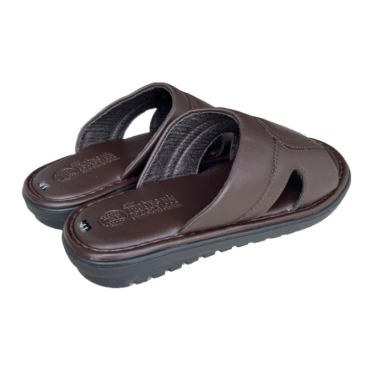 Dép nam đế cao 3cm quai ngang da bò màu nâu Trường Hải DNĐ125