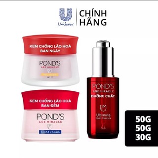 Combo bộ Kem dưỡng da Pond's Age Miracle chống lão hóa ngày và đêm 50g+ Tinh chất serum Pond's Age Miracle chống lão hóa