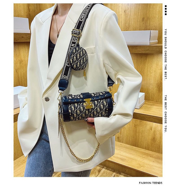 Túi Xách Đeo Vai / Kẹp Nách Hình Trụ Cao Cấp Phong Cách Mới 2022