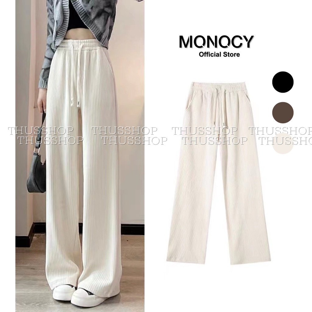 Quần ống rộng nỉ tăm MONOCY Unisex, Quần Suông Nhung Tăm BIG SIZE Dài 100cm Phối Túi Rộng Trẻ Trung M002