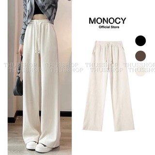 Quần ống rộng nỉ tăm MONOCY Unisex, Quần Suông Nhung Tăm MNC9371