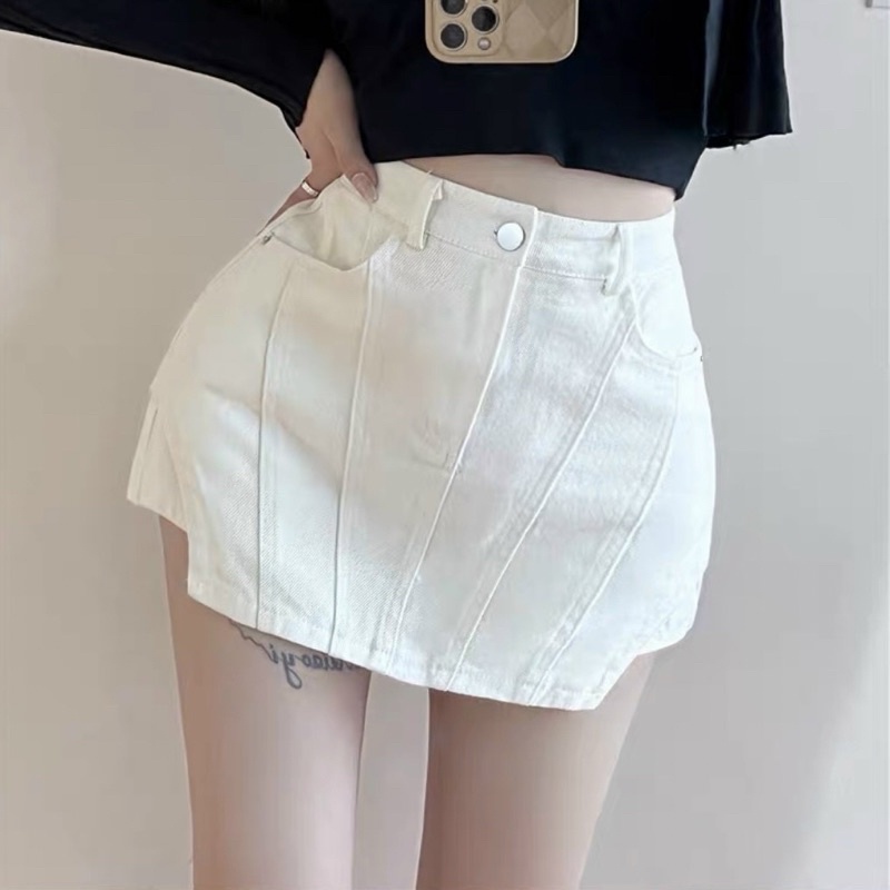 Chân váy chữ A xẻ gân tôn dáng siêu hót alohashop91