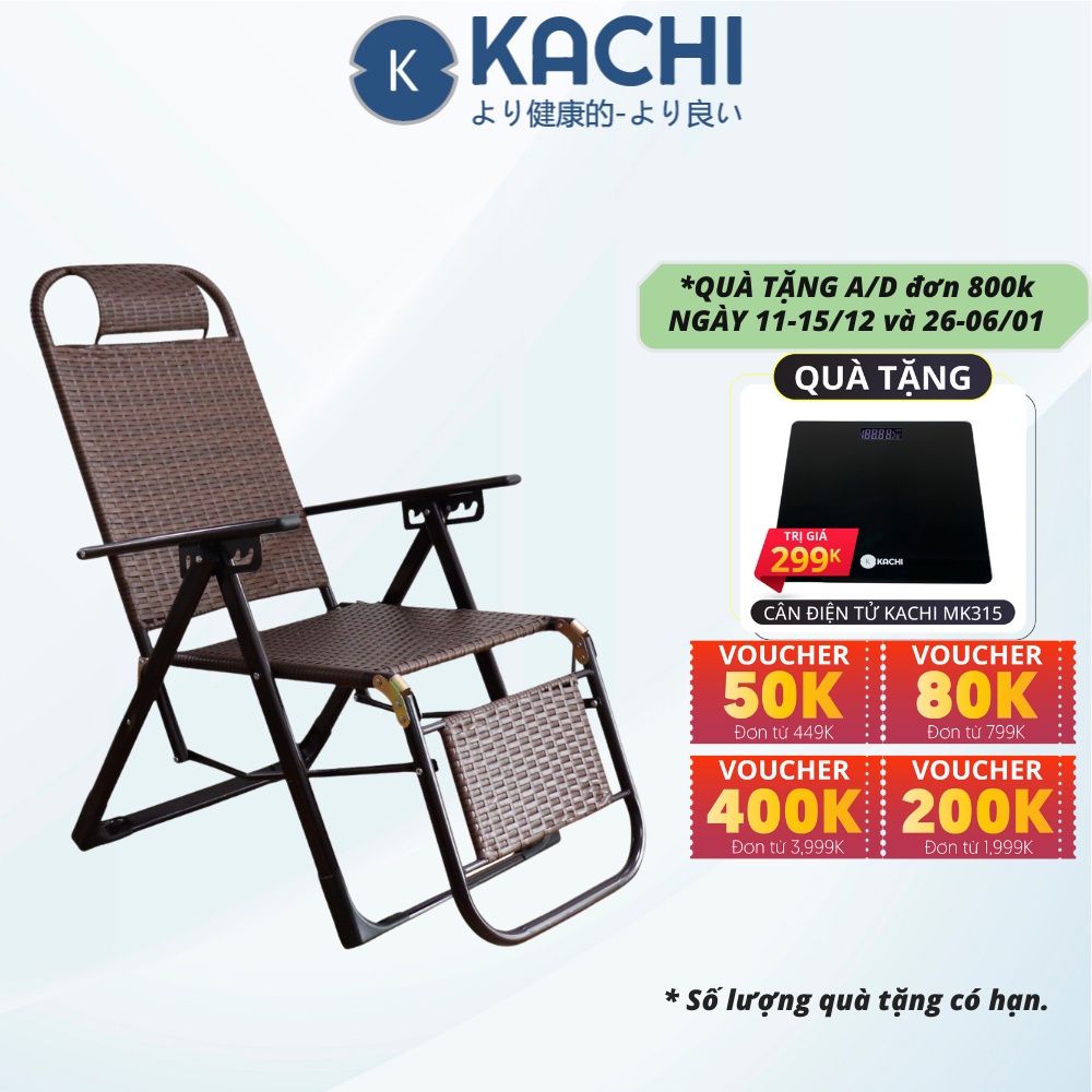 Ghế Xếp Thư Giãn Mây Nhân Tạo Kachi MK298 bền gấp 20 lần ghế vải lưới
