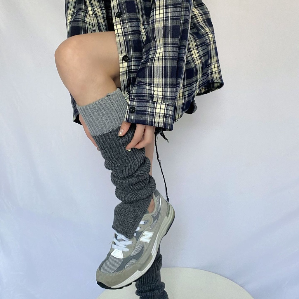 K Dệt Kim Che Chân Phối Màu Tương Phản Thời Trang Thu Đông Dành Cho Nữ Mi