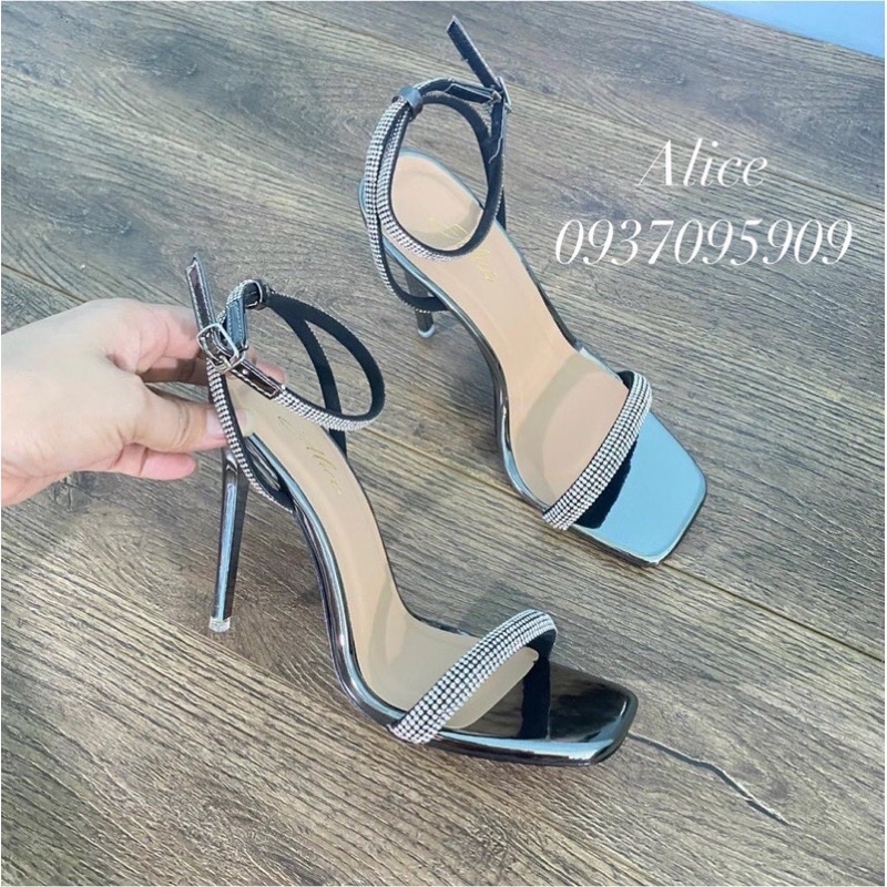 Sandal Cao Gót Dây Xoàn 9P Mũi Vuông, Gót Nhọn- Hàng VNXK Cao Cấp - Full diễn 34-40