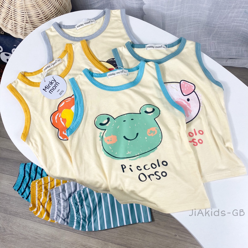 Bộ Ba Lỗ MINKY MOM Vải Thun Lạnh, In Vẩy Màu Hình Động Vật Sinh Động Cho Bé Từ 8-27kg - Mã: BL-IN26