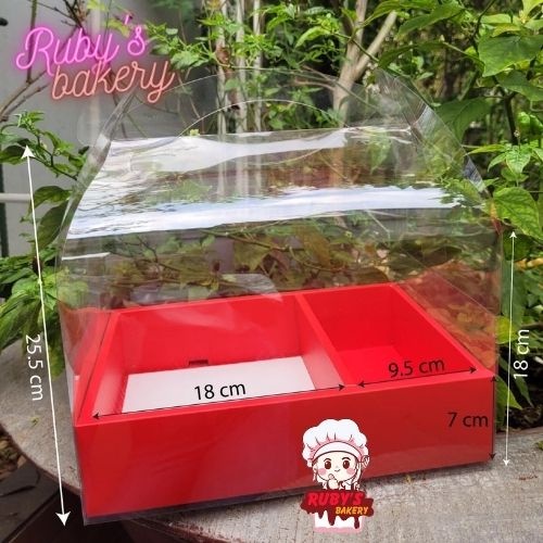 Hộp mica đựng hoa bánh 2 ngăn_ size lớn 26,5*18,5*30cm
