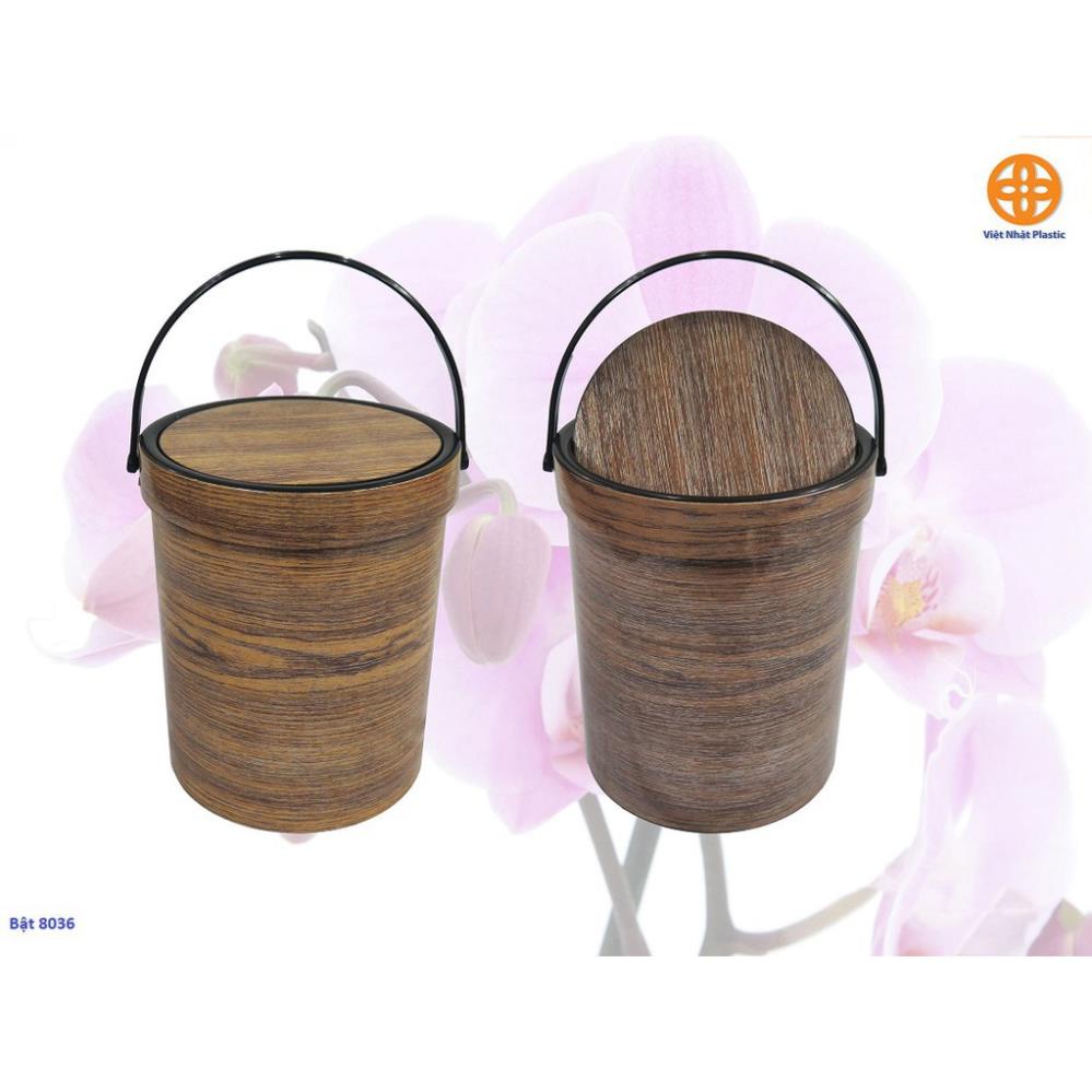 Thùng rác nắp lật giả vân gỗ sang trọng Việt Nhật VN