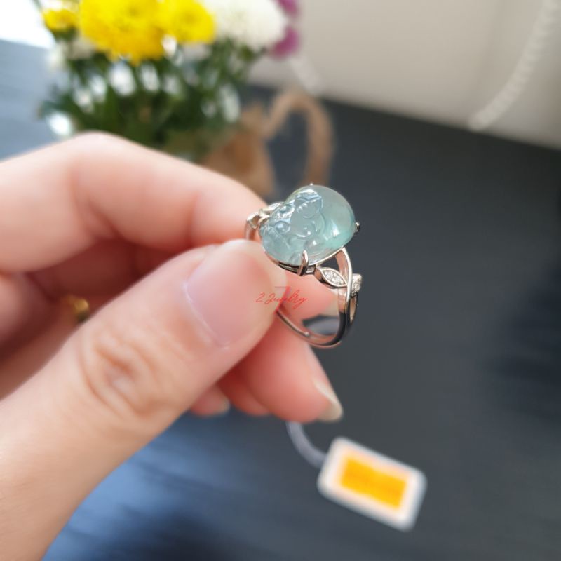 Nhẫn Tỳ Hưu Tài Lộc lam băng đẹp