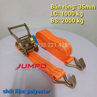 Dây cảo chằng hàng tăng đơ móc J bản rộng 35mm, tải trọng 2 tấn chằng cột vận chuyển hàng hóa, pallet, xe máy