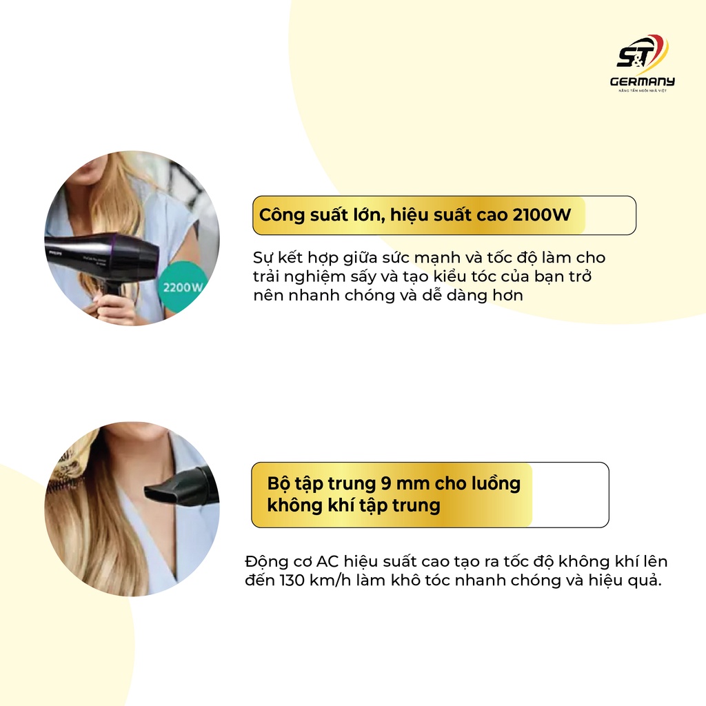 Máy Sấy Tóc Philips BHD272/00 Nội Địa Đức NEW Công Suất 2100W máy sấy tóc 2 chiều nóng lạnh GermanySnT 210042