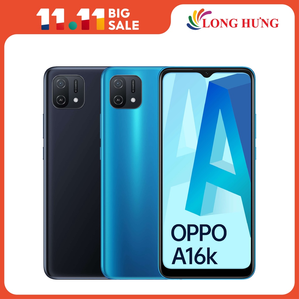 Điện thoại Oppo A16K (3GB/32GB) - Hàng chính hãng - Màn hình rộng lớn, hiệu năng ổn định, giá cả hợp lí