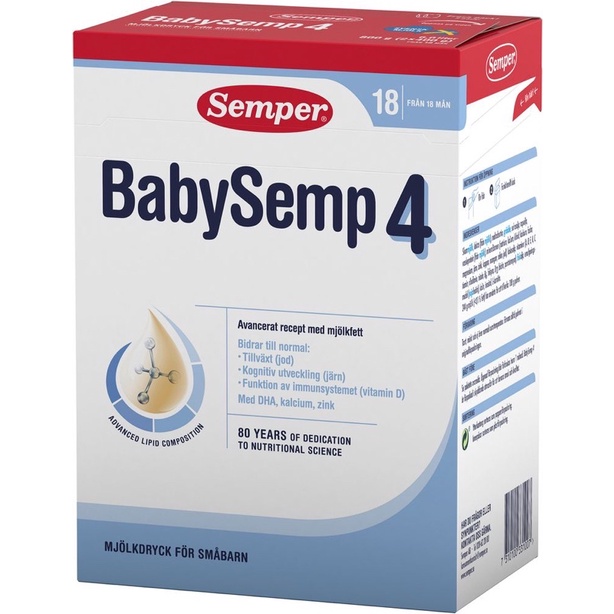 (Hàng mới T12/2024) Sữa Semper Thụy Điển Baby semp số 4 loại 800 gam